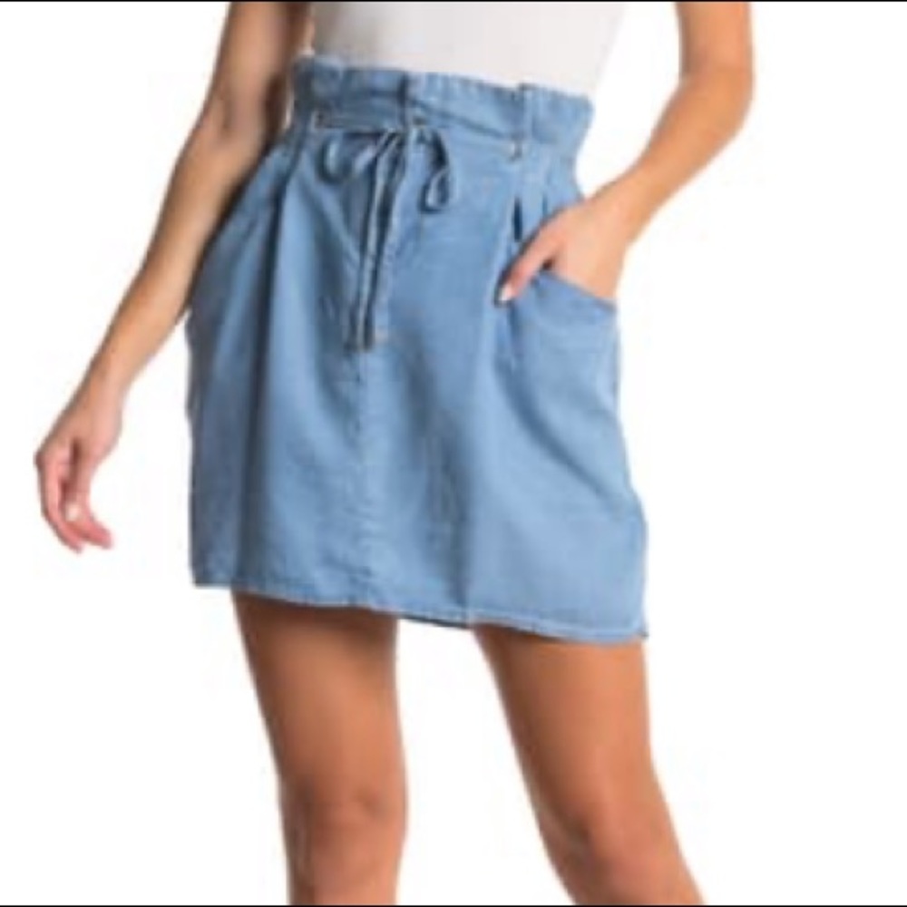 Laundry by Shelli Segal chambray paper-bag waist mini skirt size Large